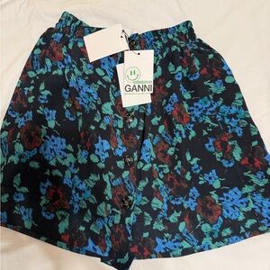 Ganni Meadow Azure Blue Floral Skirt